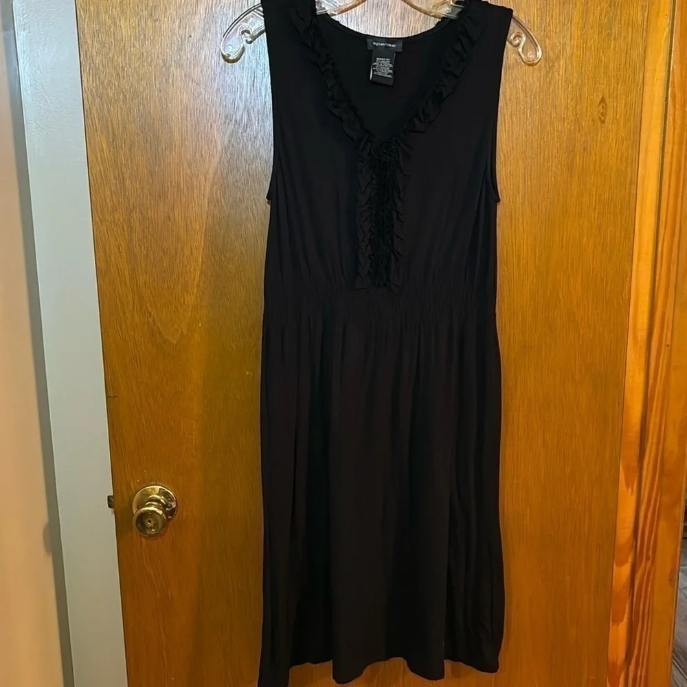 Spense Black Ruffled Neck Dress Perfect for Layering Size S